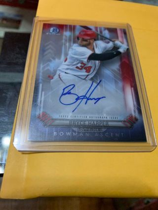 Bryce Harper 2017 Bowman Chrome Ascent Auto 59/99 On Card - Get It Graded