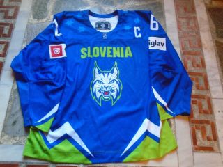 Iihf Slovenia Game Worn Blue Jersey 26 Urbas " C "