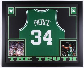 Paul Pierce Signed Celtics 35 " X 43 " Custom Framed Jersey (beckett) " The Truth "