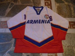 Iihf Armenia Game Worn White Jersey 16 Nobr Tackla