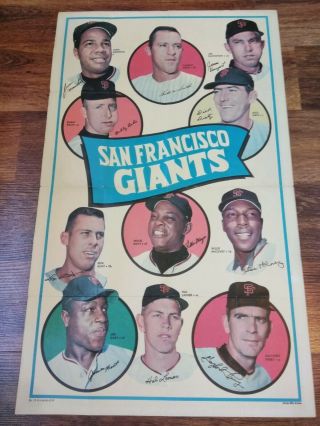 1969 Topps Team Posters 14 San Francisco Giants Mays,  Mccovey,  Marichal,  Perry