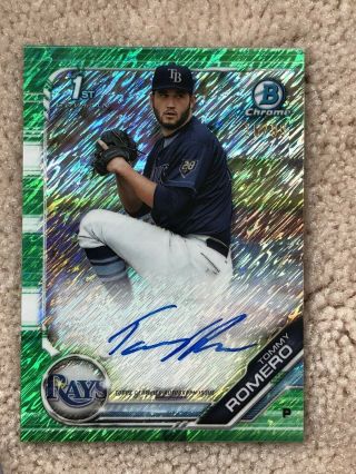 Tommy Romero 2019 Bowman Chrome Prospects Green Shimmer Auto Autograph 16/99