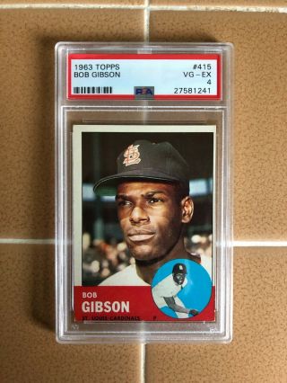 1963 Topps 415 Bob Gibson St.  Louis Cardinals Vg - Ex Psa 4