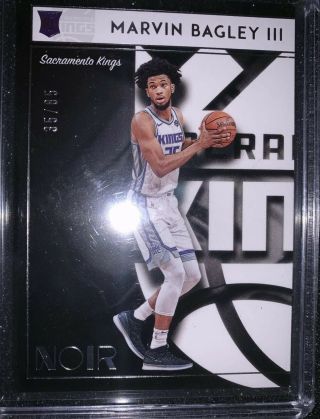 2018 - 19 Panini Noir Marvin Bagley Iii 35/99 Jersey Number Rookie Card Rc