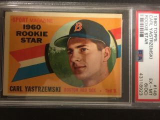 1960 Topps 148 Carl Yastrzemski Red Sox Rc Rookie Hof Psa 6 Ex - Mt (oc)