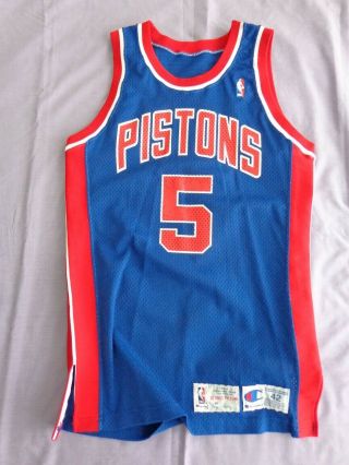 Darrell Walker 1992 - 93 Game Worn Detroit Pistons Jersey - Champion Size 42,  2