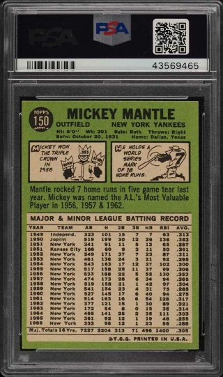 1967 Topps Mickey Mantle 150 PSA 9 (PWCC) 2
