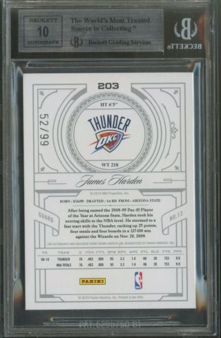 2009 - 10 National Treasures James Harden RPA RC 3 - Color Patch AUTO /99 BGS 9 2