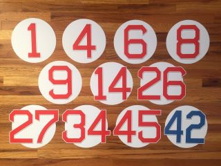 Boston Red Sox Fenway Park Retired Numbers Photo Poster Ticket Jersey Bat Ball