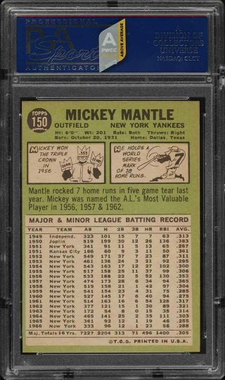1967 Topps Mickey Mantle 150 PSA 8.  5 NM - MT,  (PWCC - A) 2