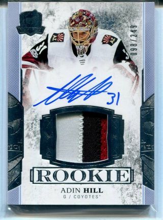 2017 - 18 Ud The Cup Hockey Rookie 97 Adin Hill Patch Auto Autograph 098/249 3col