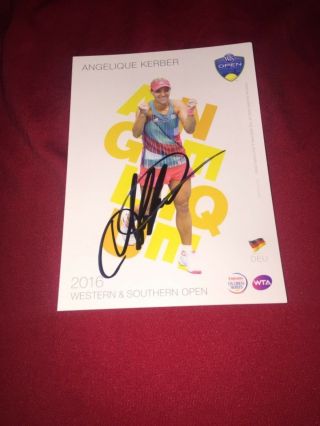Angelique Kerber Signed 5x7 Card Tennis Autograph Western & Southern 2016