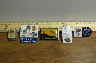 5 Official 1998 Nagano,  Japan Olympic Winter Game Pins W/corporate Sponsorship I