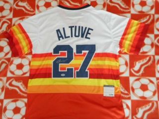 Jose Altuve Autographed Signed Mlb Baseball Houston Astros Throwback Sewn Jersey