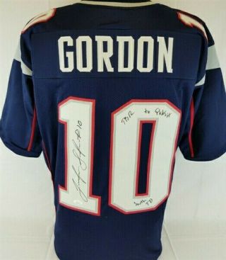 Josh Gordon Signed With Tom Brady Inscription Patriots Jersey Jsa