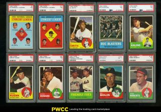 1963 Topps Mid - Hi Grade Complete Set Clemente Aaron Mays Mantle Rose Psa 7 (pwcc)