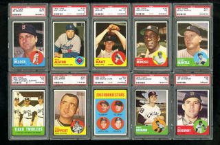 1963 Topps Mid - Hi Grade COMPLETE SET Clemente Aaron Mays Mantle Rose PSA 7 (PWCC) 2