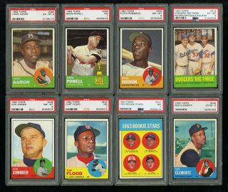 1963 Topps Mid - Hi Grade COMPLETE SET Clemente Aaron Mays Mantle Rose PSA 7 (PWCC) 3
