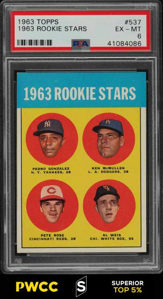 1963 Topps Pete Rose Rookie Rc 537 Psa 6 Exmt (pwcc - S)