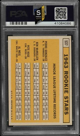 1963 Topps Pete Rose ROOKIE RC 537 PSA 6 EXMT (PWCC - S) 2
