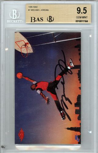 Michael Jordan Autographed 1985 Nike Rookie Card Bulls Auto 9 9.  5 Beckett 128058