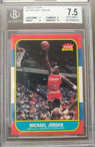 1986 - 1987 Fleer Michael Jordan Rc Chicago Bulls 57 Bgs 7.  5 Rookie