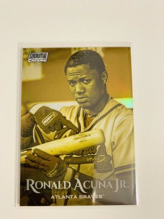 Ronald Acuna Jr 2019 Topps Stadium Club Chrome Gold Minted Refractor Scc - 53