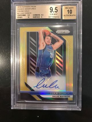 Luka Doncic 2018 - 19 Prizm Gold Rookie Signatures Auto 4/10 Bgs 9.  5/10 High Subs