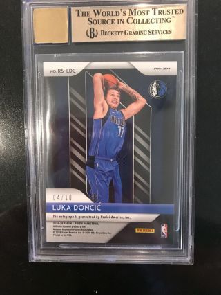 Luka Doncic 2018 - 19 Prizm Gold Rookie Signatures Auto 4/10 BGS 9.  5/10 High Subs 2