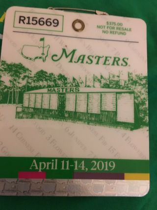 2019 Masters Badge Ticket,  Pairing