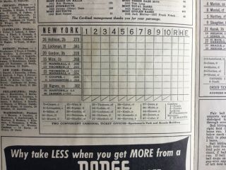 5/22/1949 York Giants at St.  Louis Cardinals Scorecard/Program (Unscored) EX 4
