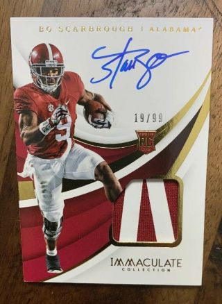 Bo Scarbrough 2018 Panini Immaculate Collegiate Patch Auto Rc 19/99