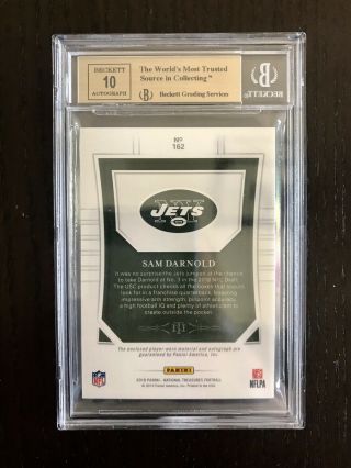 2018 National Treasures Sam Darnold Rookie Patch Autograph Auto RC /99 BGS 9.  5 2