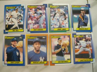 1990 topps yankees complete team set w/traded set; bernie rc - 41 cards total 2