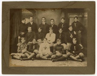 Antique 1903 Football Team Photograph With Nose Guard / Morrill Nose Mask