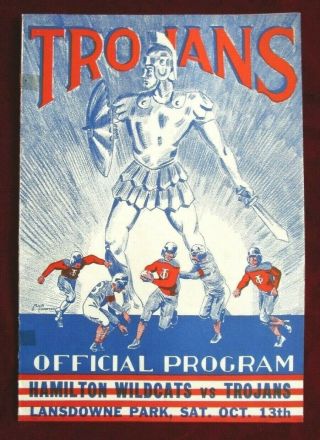 1945 Pre Cfl Orfu Program Ottawa Trojans & Hamilton Wildcats @ Lansdowne