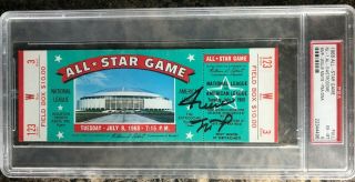 1968 Mlb All Star Game Full Ticket Willie Mays Auto Signed San Francisco Giants