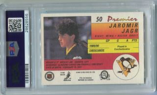 1990 Jaromir Jagr O - Pee - Chee OPC Premier ROOKIE Rc 50 Pittsburgh Penguins PSA 9 2