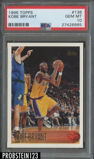 1996 - 97 Topps 139 Kobe Bryant Lakers Rc Rookie Psa 10 Gem " Hot Card "