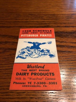 1968 Pittsburgh Pirates Pocket Schedule - Westland Dairy Clemente Maz Stargell