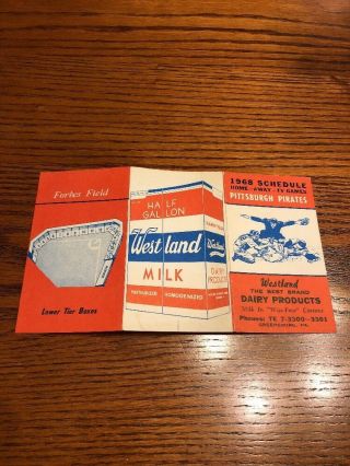 1968 Pittsburgh Pirates Pocket Schedule - Westland Dairy CLEMENTE MAZ STARGELL 3