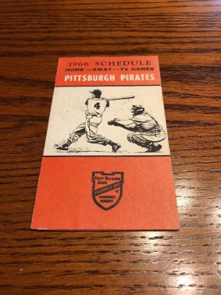 1966 Pittsburgh Pirates Pocket Schedule - First National Bank Clemente Mvp Year