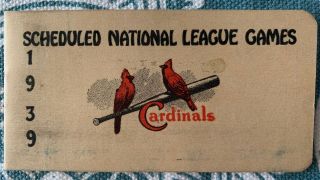 Rare 1939 St.  Louis Cardinals National League Booklet Schedule (unscored)