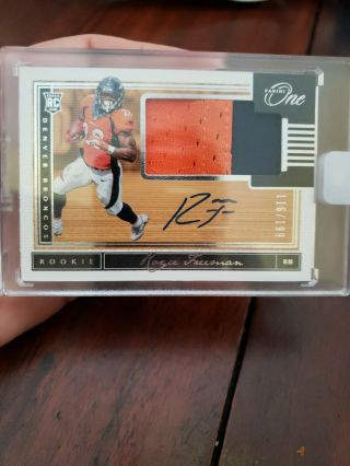 2018 Panini One Royce Freeman 2 Color Patch Auto Rookie Card 116/199