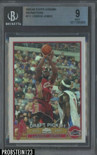2003 - 04 Topps Chrome Refractor 111 Lebron James Cavaliers Rc Rookie Bgs 9