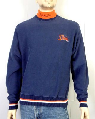 Vtg 80s 90s The Game Sewn Illinois Fighting Illini Turtleneck Sweatshirt Ncaa L