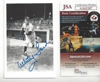 Whitey Ford Autographed Ny Yankees Baseball George Brace Postcard Photo Jsa