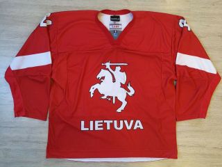 Iihf Game Worn Lithuania Lietuva Ice Hockey Jersey Shirt Tackla Xl 24