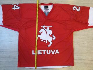 IIHF Game Worn Lithuania Lietuva Ice Hockey Jersey Shirt Tackla XL 24 6