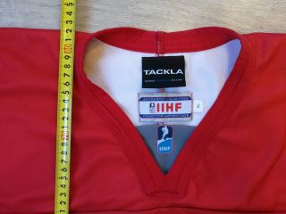IIHF Game Worn Lithuania Lietuva Ice Hockey Jersey Shirt Tackla XL 24 7
